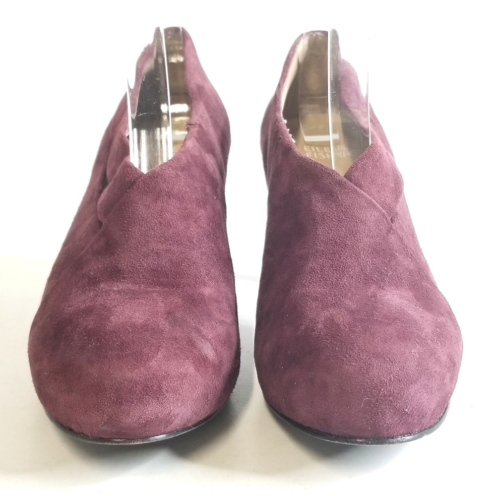 Eileen Fisher Vero Cuoio 6 1/2 Sangria Burgundy Peek Suede Bootie Heel Shoes